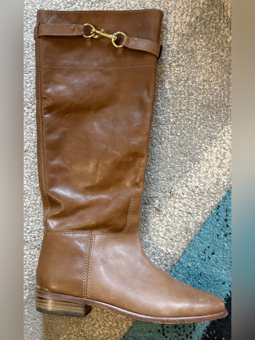 Coach Leather Laguna Tan Brown Riding Boots 10 Equestrian Preppy Old Money Knee - Picture 2 of 13